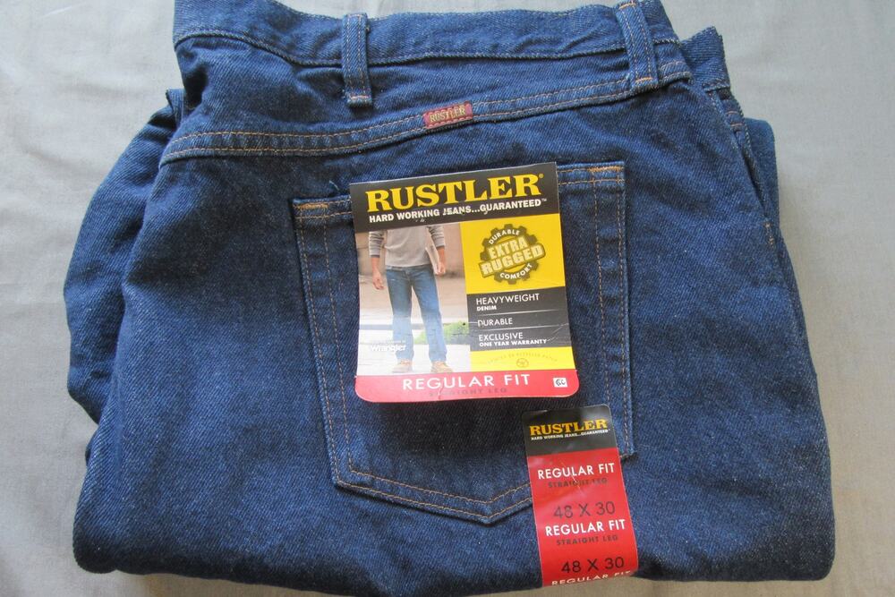 Rustler Extra Rugged Men's Straight Leg Denim Jeans Regular Fit Size 48x30 NWT